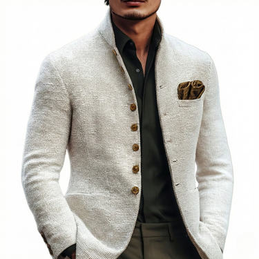 Veste texturée pour homme à col mao 1