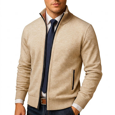 Veste zippée en maille pour homme avec col montant 1