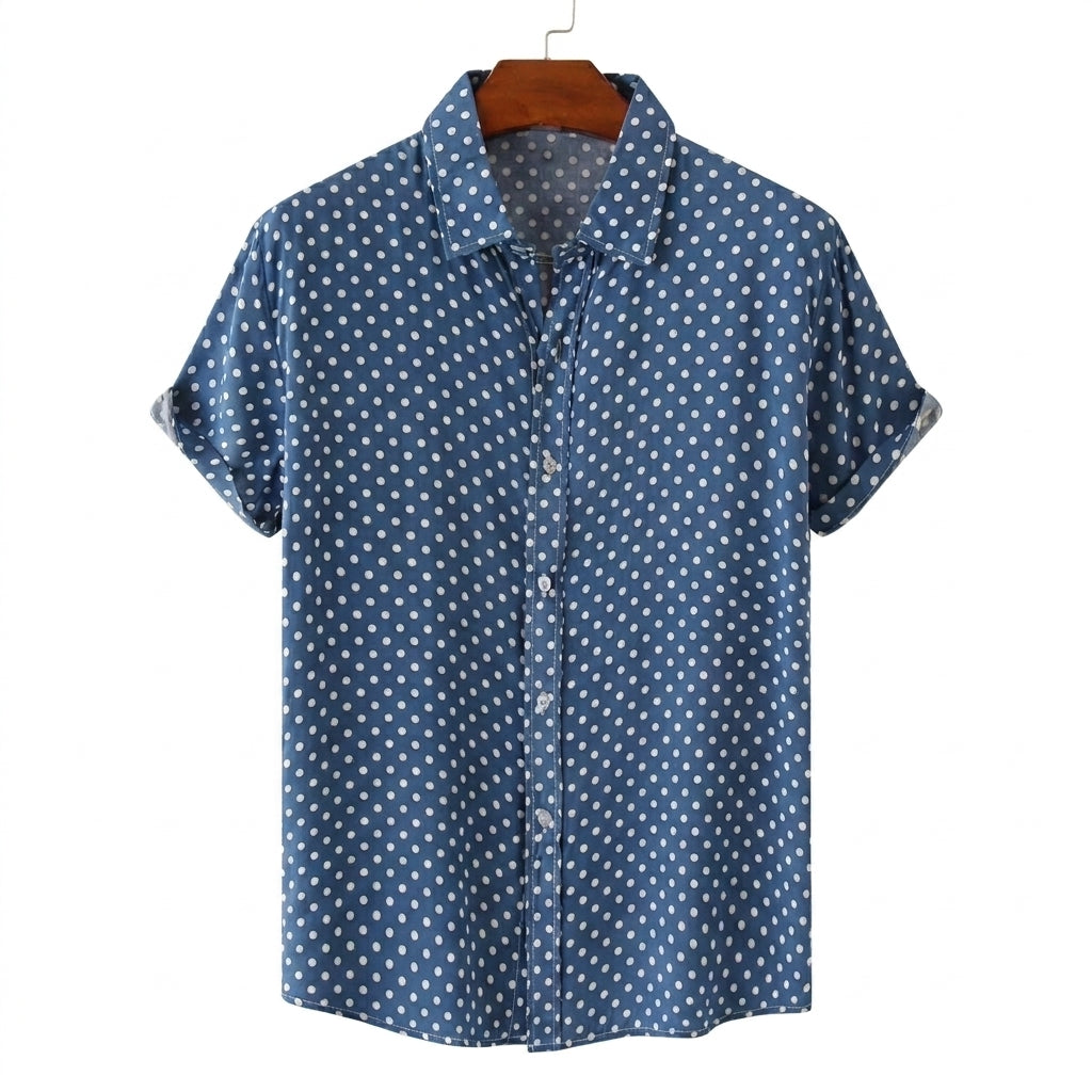 Hommes Chemise à manches courtes à imprimé à pois et boutonnage frontal | imported-image-1
