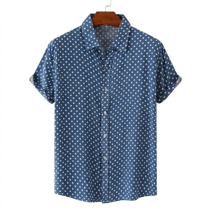 Hommes Chemise à manches courtes à imprimé à pois et boutonnage frontal | imported-image-1