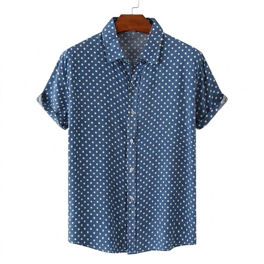 Hommes Chemise à manches courtes à imprimé à pois et boutonnage frontal | imported-image-1