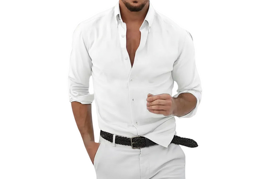 Chemise pour homme à manches longues avec col et fermeture boutonnée