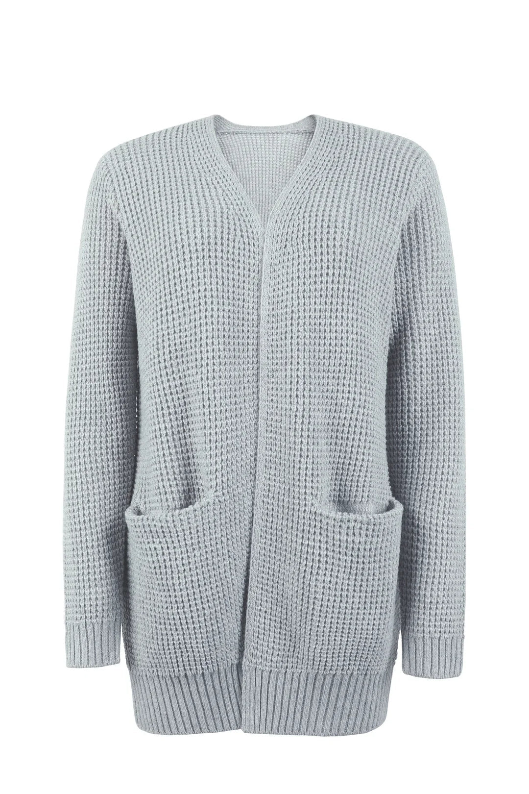 Femme Gilet en Maille Ouverte avec Poches Appliquées
