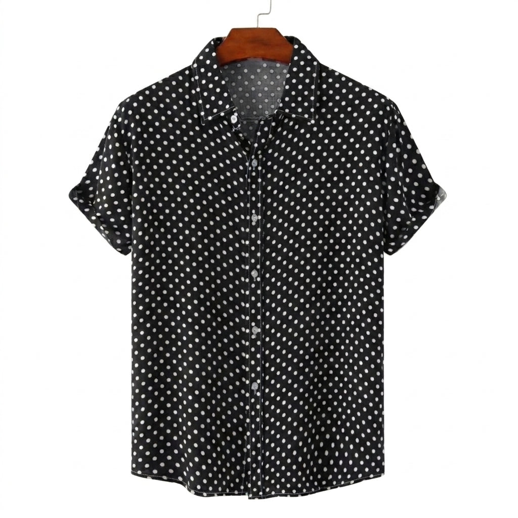 Hommes Chemise à manches courtes à imprimé à pois et boutonnage frontal | imported-image-3