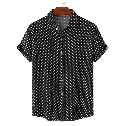 Hommes Chemise à manches courtes à imprimé à pois et boutonnage frontal | imported-image-3
