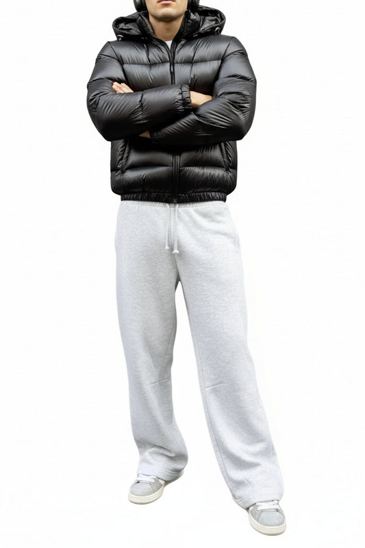 Veste Puffer Matelassée pour Homme avec Capuche et Fermeture Zippée