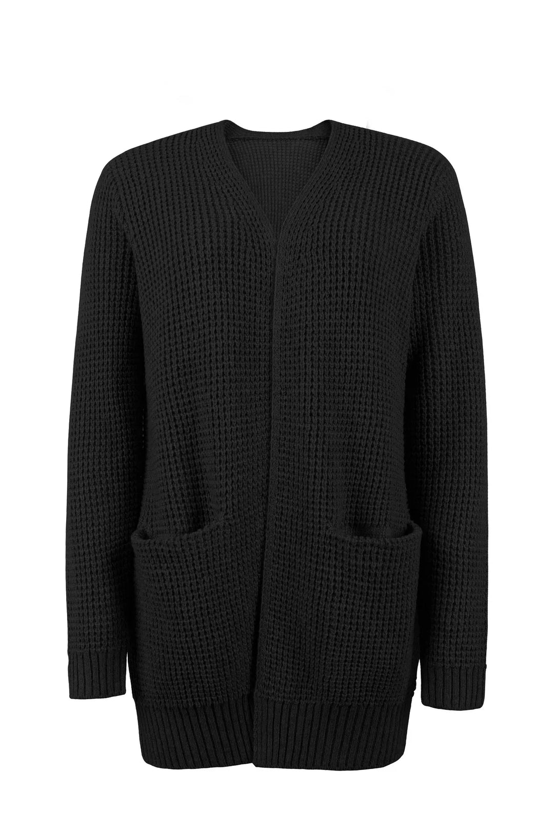 Femme Gilet en Maille Ouverte avec Poches Appliquées