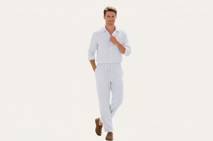 Ensemble homme avec chemise à manches longues et pantalon texturé