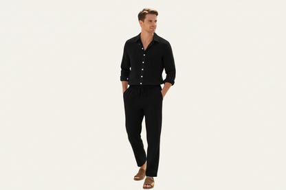Ensemble homme avec chemise à manches longues et pantalon texturé