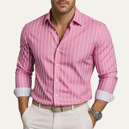 Chemise Homme à Rayures Verticales avec Boutonnage Frontal