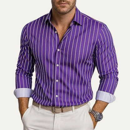 Chemise Homme à Rayures Verticales avec Boutonnage Frontal