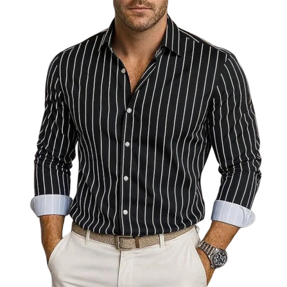 Chemise Homme à Rayures Verticales avec Boutonnage Frontal