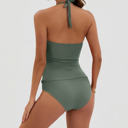 Femme Tankini à Col Licou avec Détails Métalliques et Côtés Froncés | imported-image-3