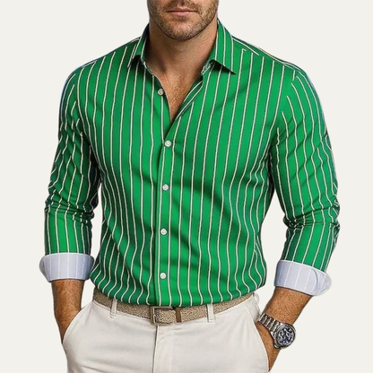 Chemise Homme à Rayures Verticales avec Boutonnage Frontal