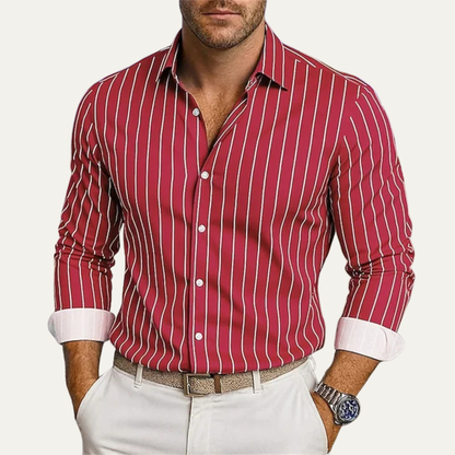 Chemise Homme à Rayures Verticales avec Boutonnage Frontal