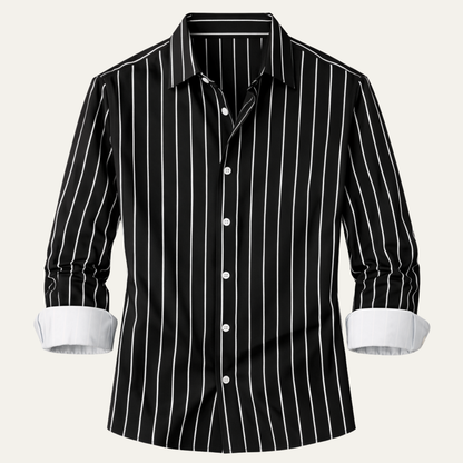 Chemise Homme à Rayures Verticales avec Boutonnage Frontal