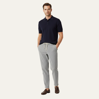 Homme pantalon avec taille élastique et cordon de serrage et jambe droite