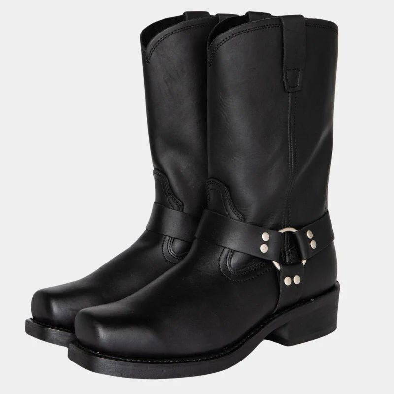 Bottes Femme à Enfiler Mi-Mollet avec Bride Harnais