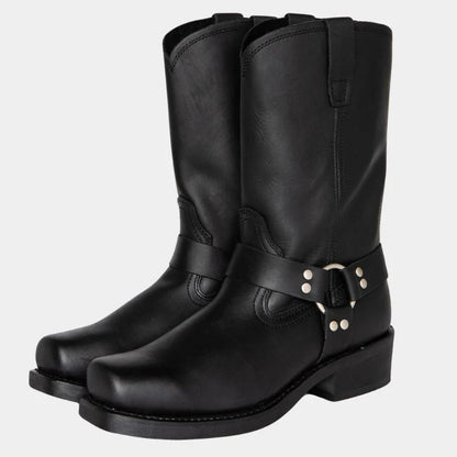 Bottes Femme à Enfiler Mi-Mollet avec Bride Harnais