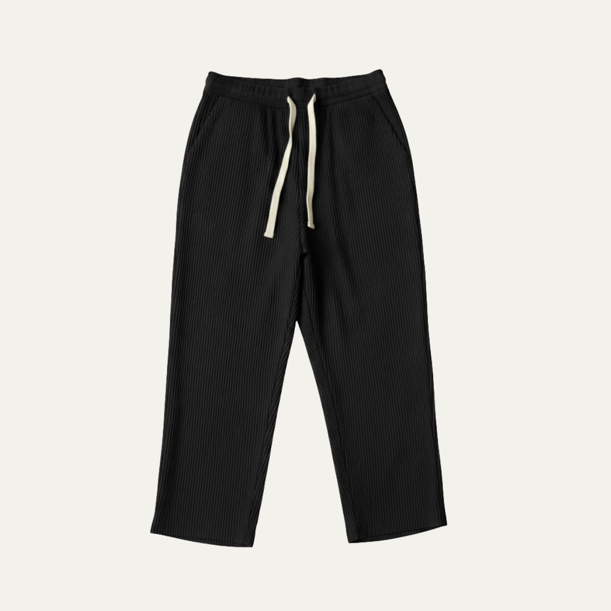 Homme pantalon avec taille élastique et cordon de serrage et jambe droite