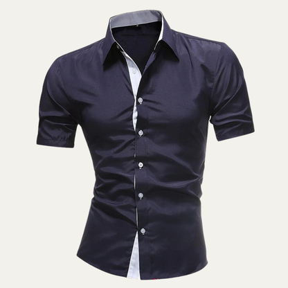 Homme chemise manches courtes avec patte de boutonnage et col structuré