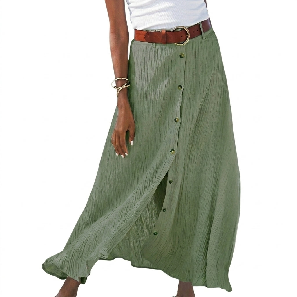 Jupe pour femme longue à taille haute et boutonnage frontal | imported-image-2