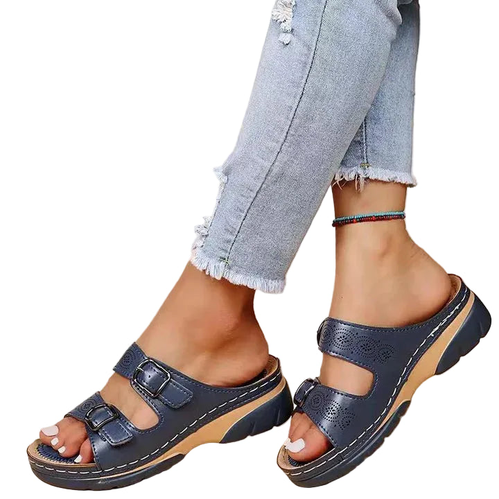 Sandales Femme à Double Boucle et Bout Ouvert