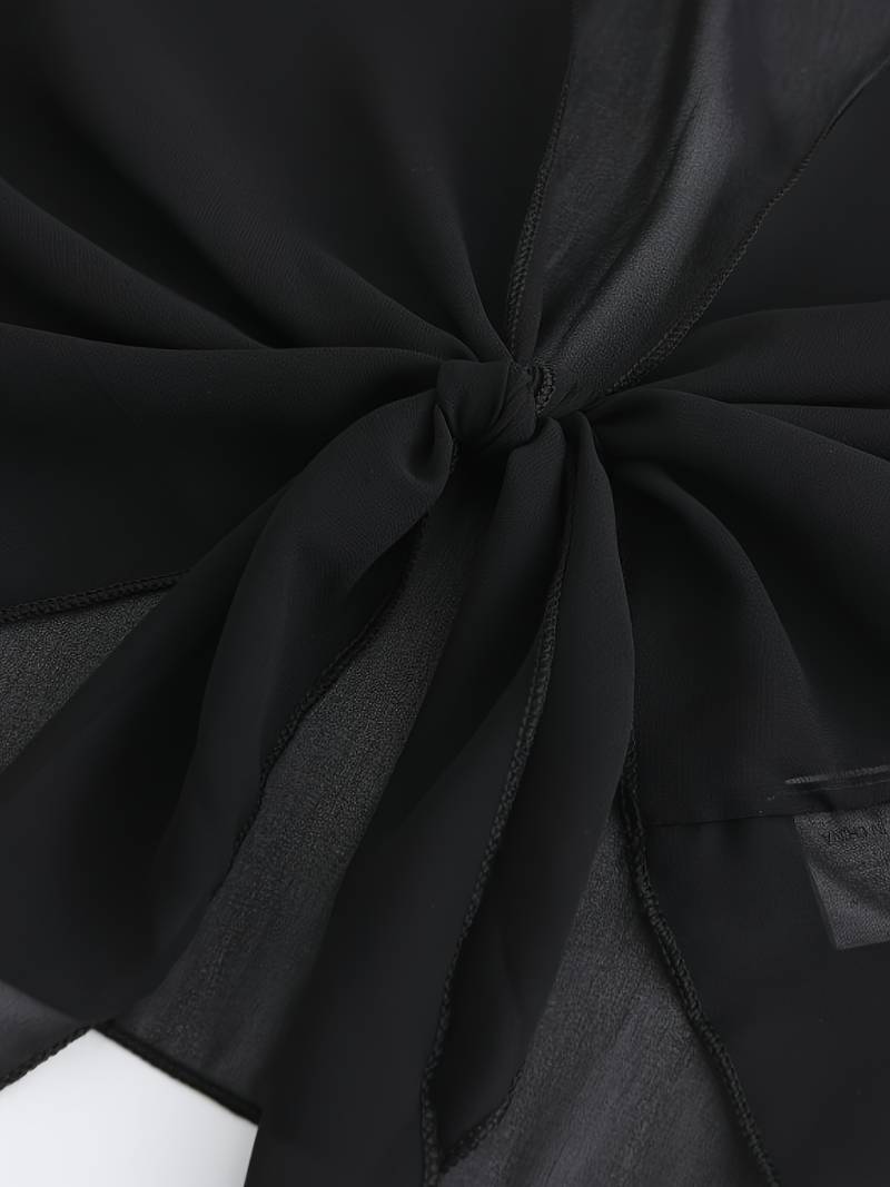 Blouse courte transparente à nouer sur le devant avec manches courtes pour femme