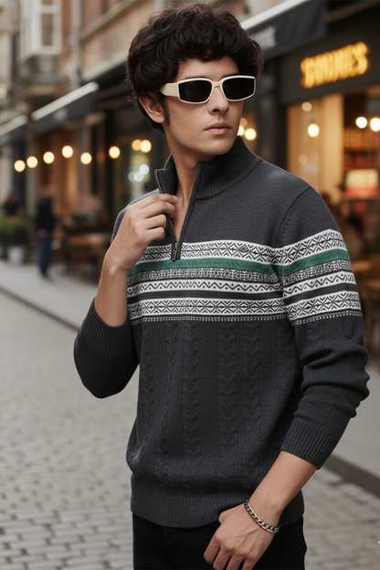 Pull Demi-Zip | Adrien – Gris Cendré