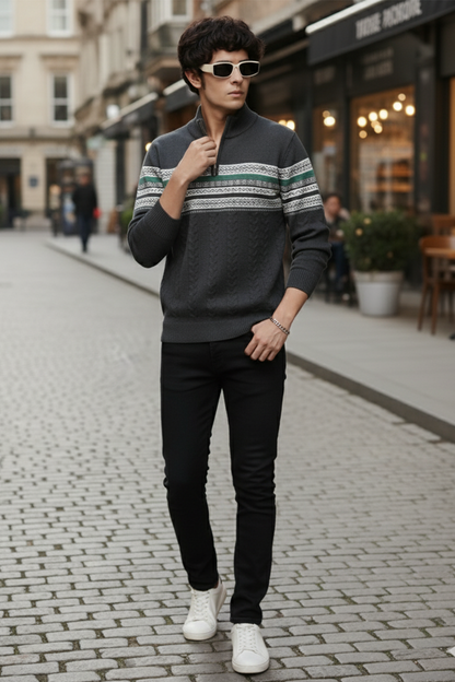 Pull Demi-Zip | Adrien – Gris Cendré