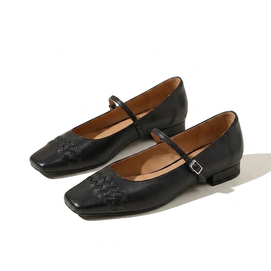 Ballerines Mary Jane à bout carré et texture tressée pour femme 1
