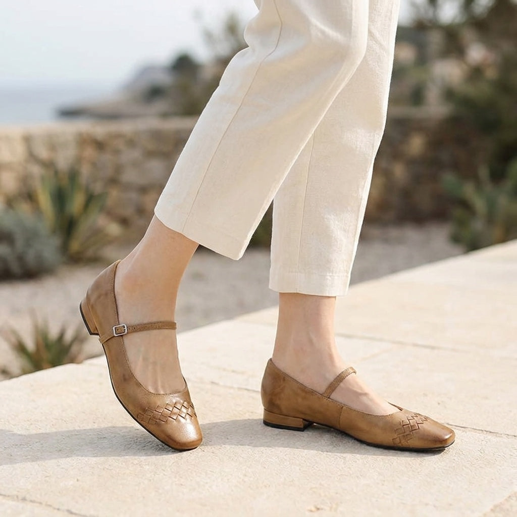 Ballerines Mary Jane à bout carré et texture tressée pour femme 11