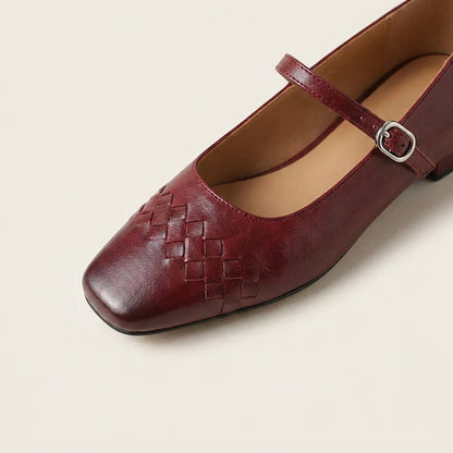 Ballerines Mary Jane à bout carré et texture tressée pour femme 13