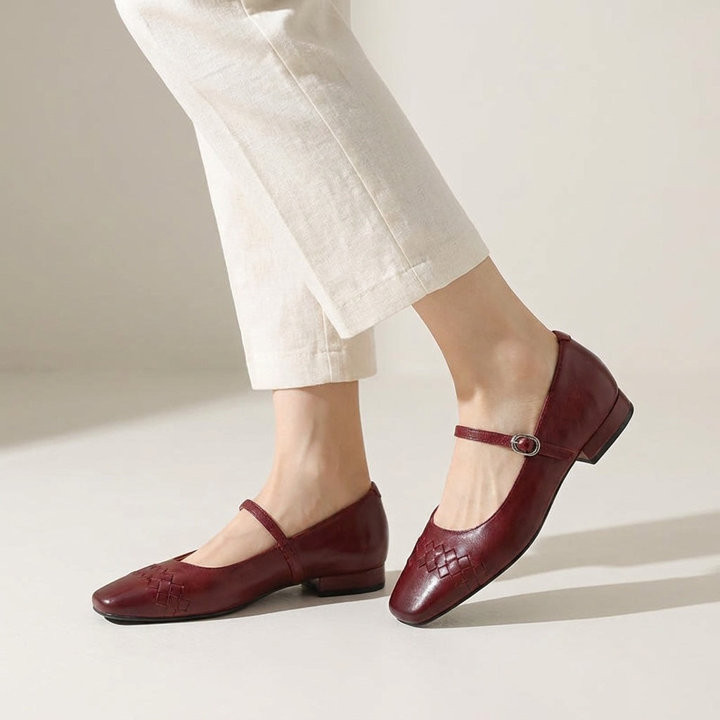 Ballerines Mary Jane à bout carré et texture tressée pour femme 14