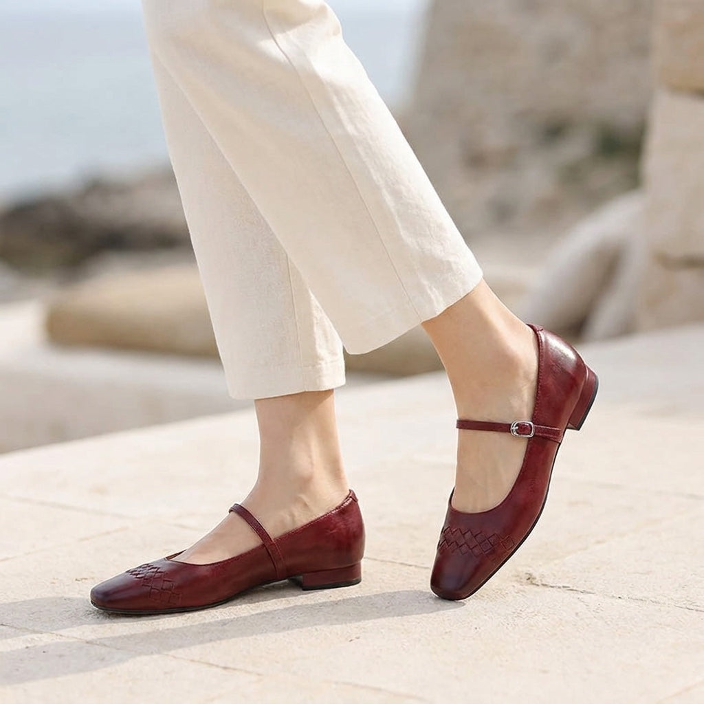 Ballerines Mary Jane à bout carré et texture tressée pour femme 15