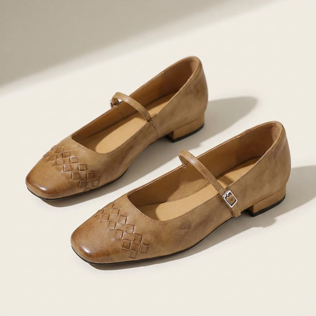 Ballerines Mary Jane à bout carré et texture tressée pour femme 2