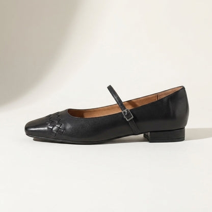 Ballerines Mary Jane à bout carré et texture tressée pour femme 4