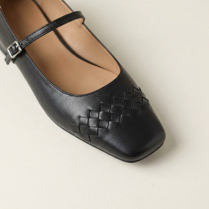 Ballerines Mary Jane à bout carré et texture tressée pour femme 5