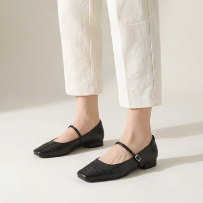 Ballerines Mary Jane à bout carré et texture tressée pour femme 6