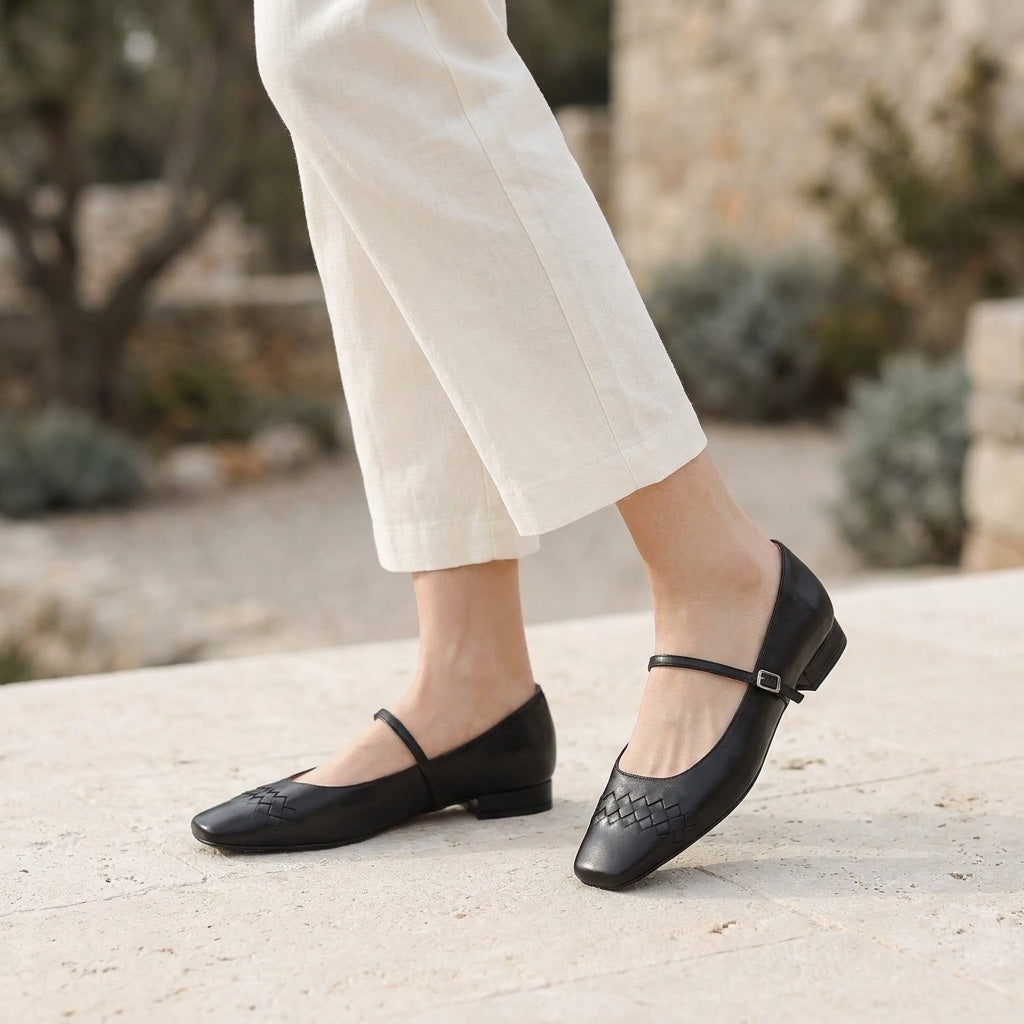 Ballerines Mary Jane à bout carré et texture tressée pour femme 7