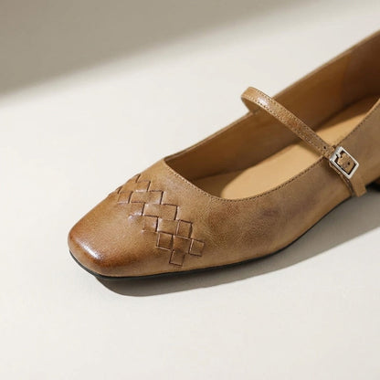 Ballerines Mary Jane à bout carré et texture tressée pour femme 9