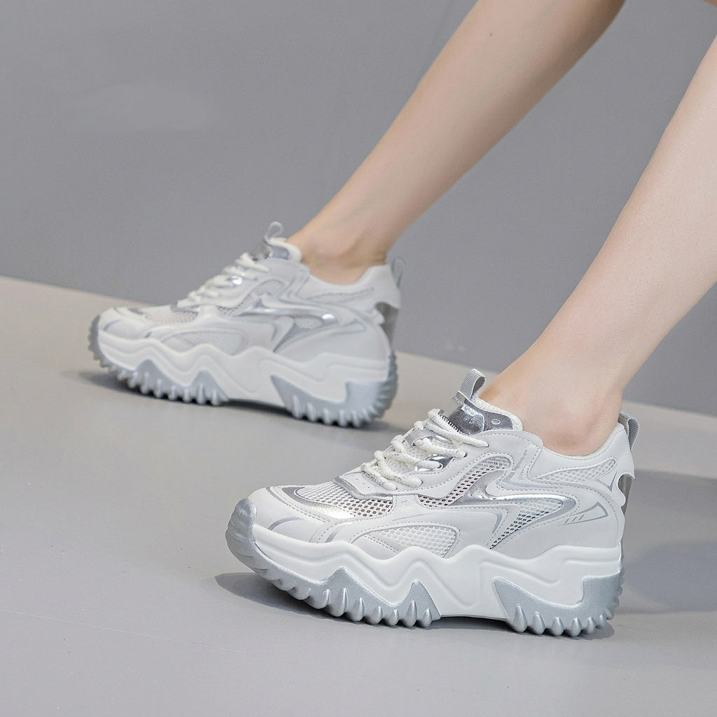 Baskets chunky à lacets en maille pour femme 2