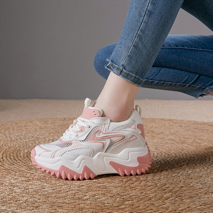 Baskets chunky à lacets en maille pour femme 3