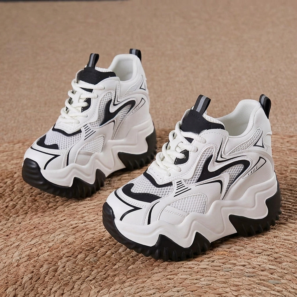 Baskets chunky à lacets en maille pour femme 4