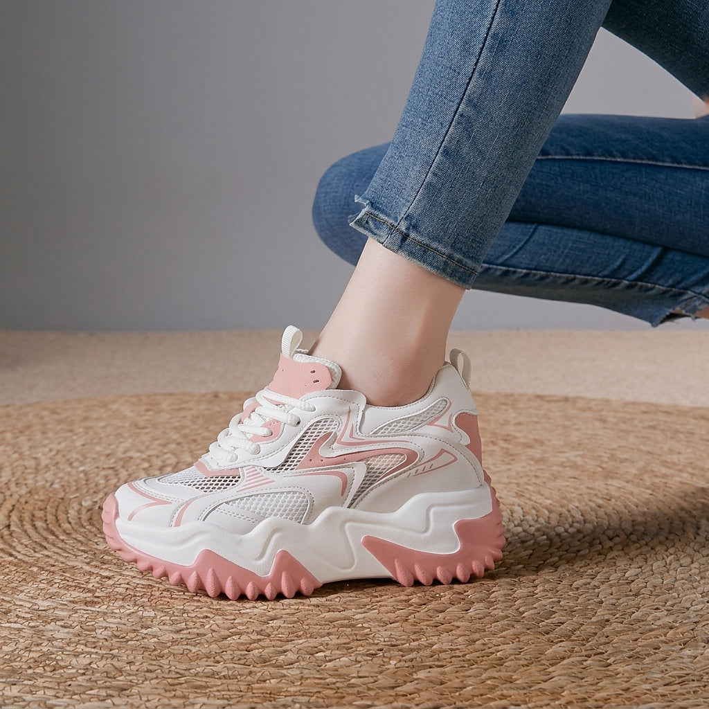 Baskets chunky à lacets en maille pour femme 5