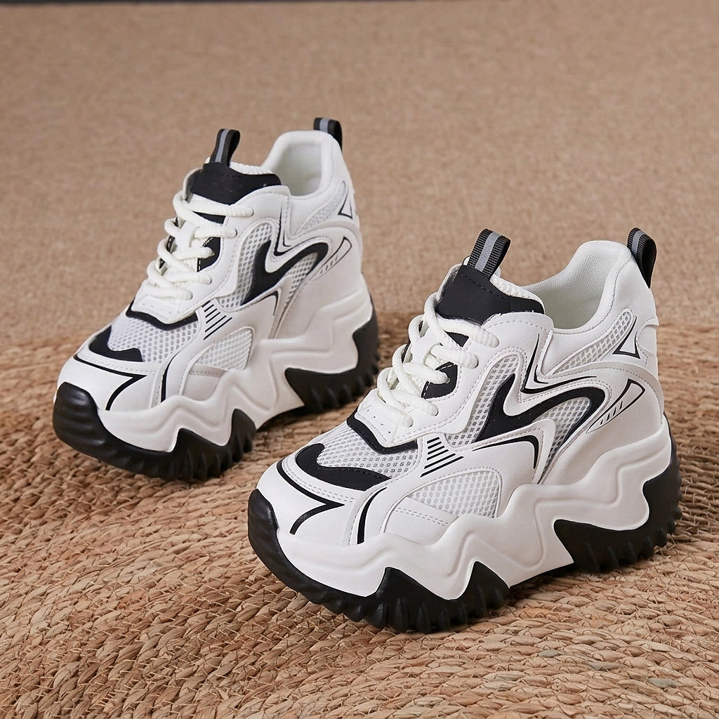 Baskets chunky à lacets en maille pour femme 6