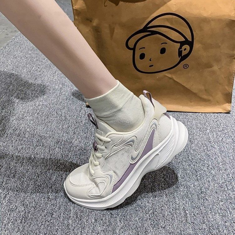 Baskets chunky à lacets pour femme avec empiècements en mesh 4