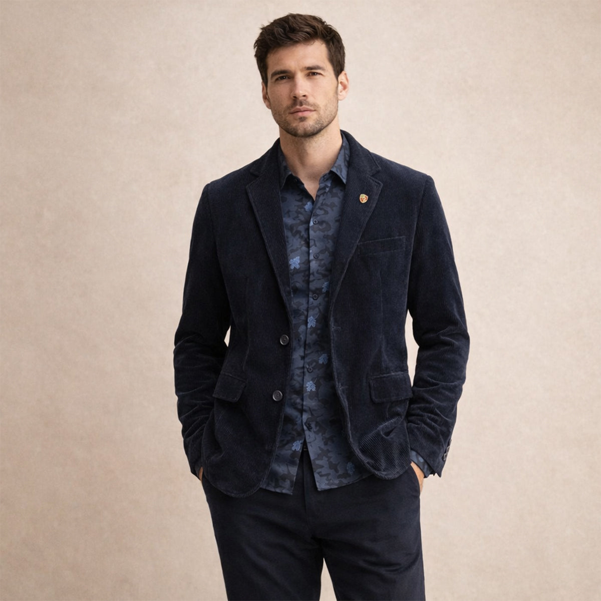 Blazer en velours côtelé pour homme avec fermeture à boutons 7