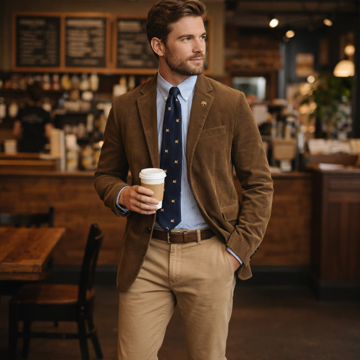 Blazer en velours côtelé pour homme avec fermeture à boutons 8