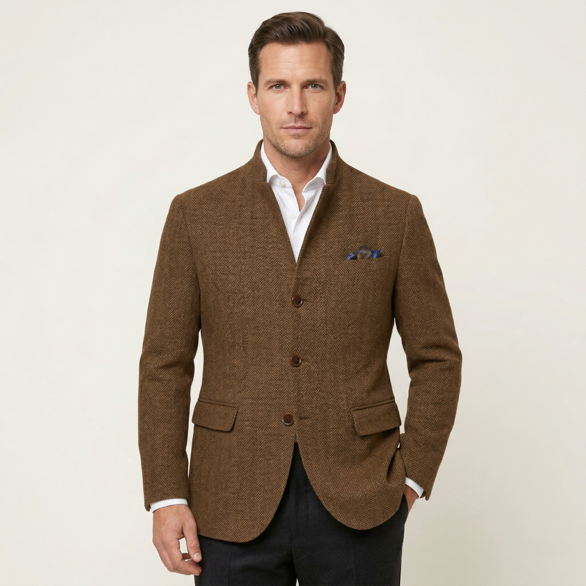 Blazer homme en tweed à motif chevrons 2